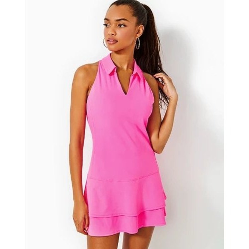 Lilly Pulitzer Dania Dress UPF 50+ Luxletic Pink Sleeveless Tennis Golf 011033 L